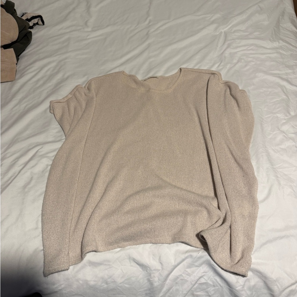 Zara Soft Cream Crew Neck Sweater